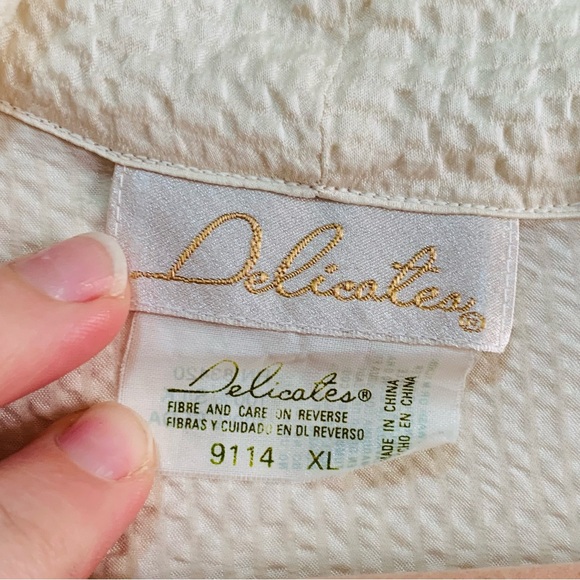 Delicates Vintage Cream Textured Silk Women's Robe and Slip night gown lingerie - Picture 2 of 8